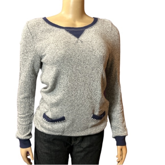 Quicksilver Sweater Top Pullover Heather Gray Navy Pocket Details size XS - Picture 16 of 16
